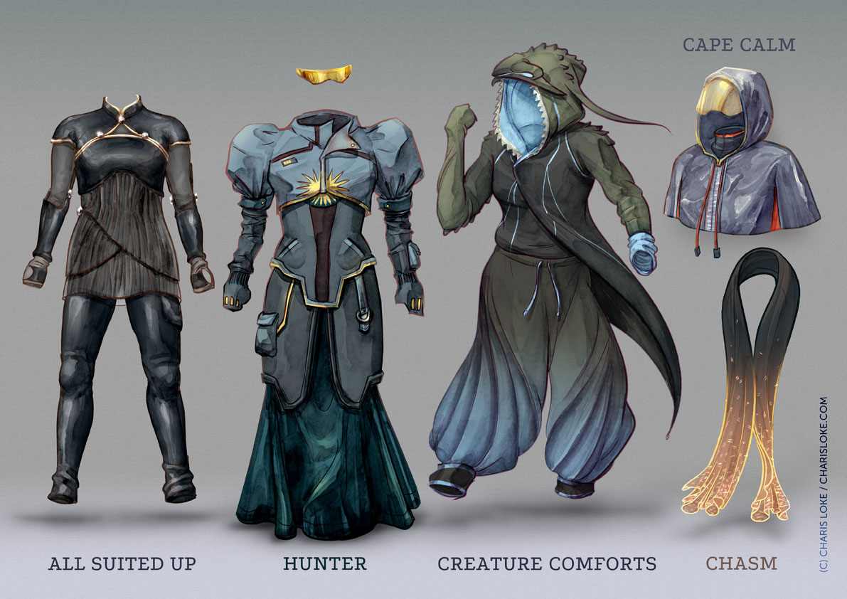 Monster-fighting Set: All Suited Up, Hunter, Creature Comforts, Cape Calm, Chasm